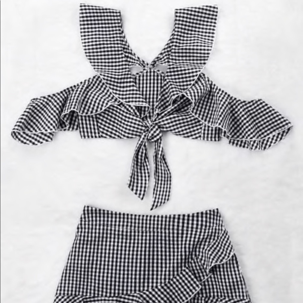 Ruffle Gingham Crop and Short Set